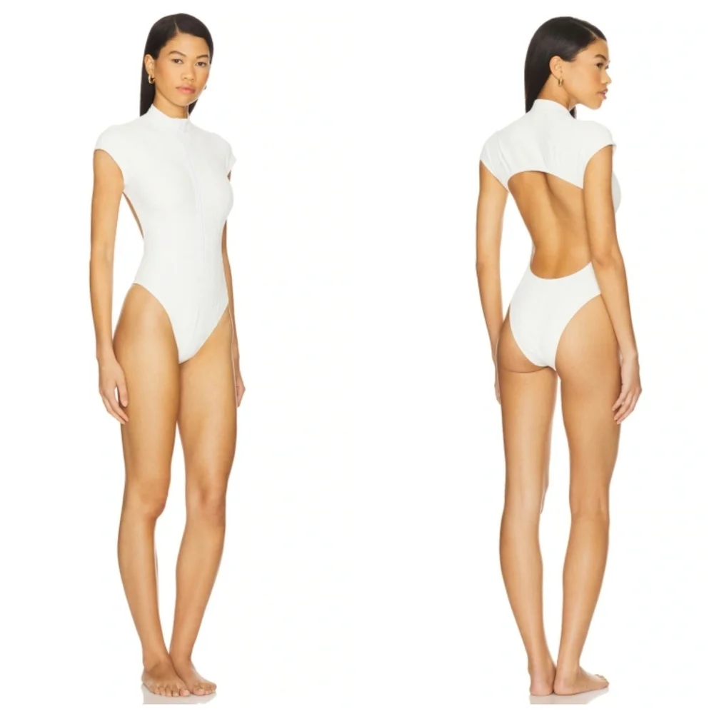 GIGI C Lilith Surf Zip Ivory One Piece Swimsuit Surf Suit NWT